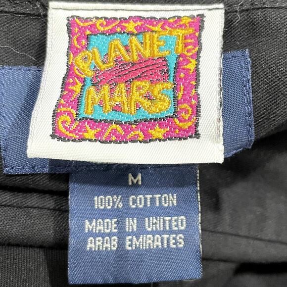 Planet Mars M&M Size M Shirt Button Up Long Sleeve Embroidered Candy Black - Picture 7 of 10